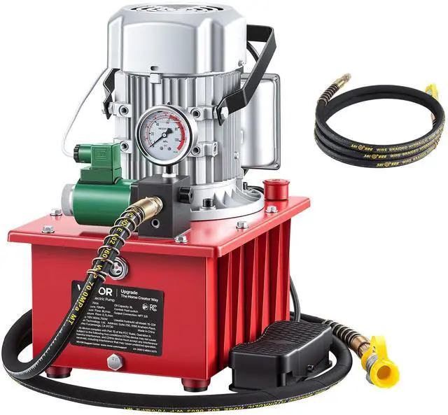 Main image of Electric Driven Hydraulic Pump, 750W 10,000 PSI, 120V Single Acting Hydraulic Pump Power Pack Unit, Solenoid Valve with Pedal Switch, 2.1 Gal / 8L, for Punching, Bending, Single Acting Cylinders