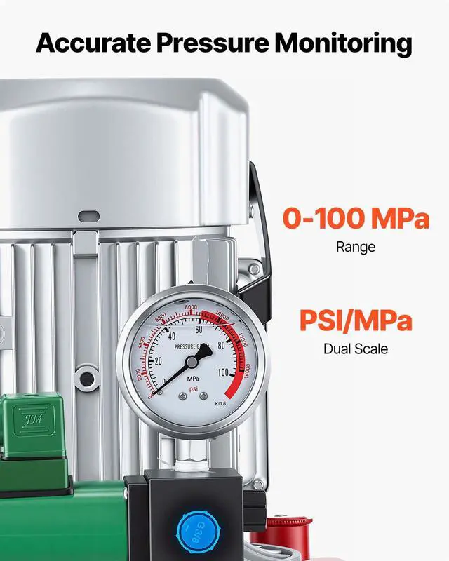 Alt view image 5 of 6 - Electric Driven Hydraulic Pump, 750W 10,000 PSI, 120V Single Acting Hydraulic Pump Power Pack Unit, Solenoid Valve with Pedal Switch, 2.1 Gal / 8L, for Punching, Bending, Single Acting Cylinders
