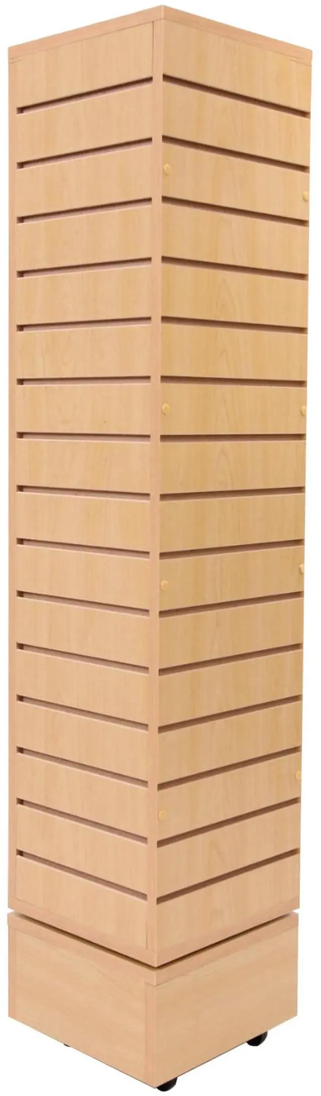 Main image of Slatwall Tower - Rotating and Rolling - Maple Color Finish (12''L x 12''W x 54''H) - Slatwall Display Tower - Rotating Spinner Rack for Store Fixtures and Display Retail - Boutique, Home