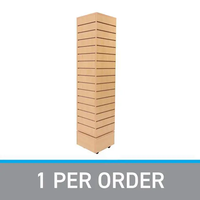 Alt view image 6 of 6 - Slatwall Tower - Rotating and Rolling - Maple Color Finish (12''L x 12''W x 54''H) - Slatwall Display Tower - Rotating Spinner Rack for Store Fixtures and Display Retail - Boutique, Home