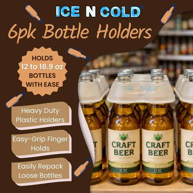 Alt view image 3 of 5 - Six Pack Plastic Bottle Carriers for 12oz-16.9oz Plastic or Glass Bottles (Pack of 1125)
