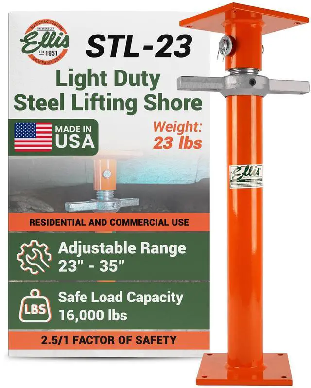 Main image of Manufacturing Light-Duty Steel Construction Jack Post - Adjustable Screw Jack Lift for Floor Leveling, Beams & Concrete - 16,000 lb Capacity, 23"-35" Range, House Jack for Support & Leveling