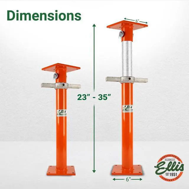 Alt view image 3 of 6 - Manufacturing Light-Duty Steel Construction Jack Post - Adjustable Screw Jack Lift for Floor Leveling, Beams & Concrete - 16,000 lb Capacity, 23"-35" Range, House Jack for Support & Leveling