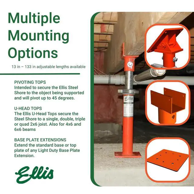 Alt view image 4 of 6 - Manufacturing Light-Duty Steel Construction Jack Post - Adjustable Screw Jack Lift for Floor Leveling, Beams & Concrete - 16,000 lb Capacity, 23"-35" Range, House Jack for Support & Leveling
