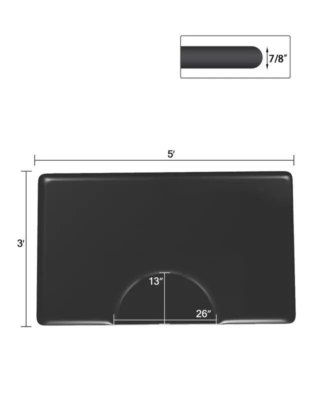 Alt view image 5 of 5 - 3 ft. x 5 ft. Barber Chair Mat Anti-Fatigue Salon & Barber Comfort & Support Mat - Non-Slip, Durable - Black Rectangle - 7/8 in. Thick