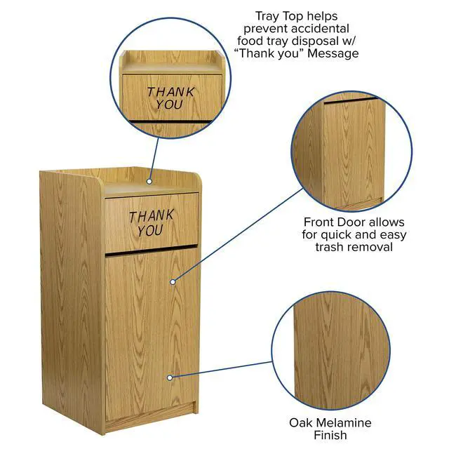 Alt view image 3 of 6 - Wood Tray Top Receptacle in Oak