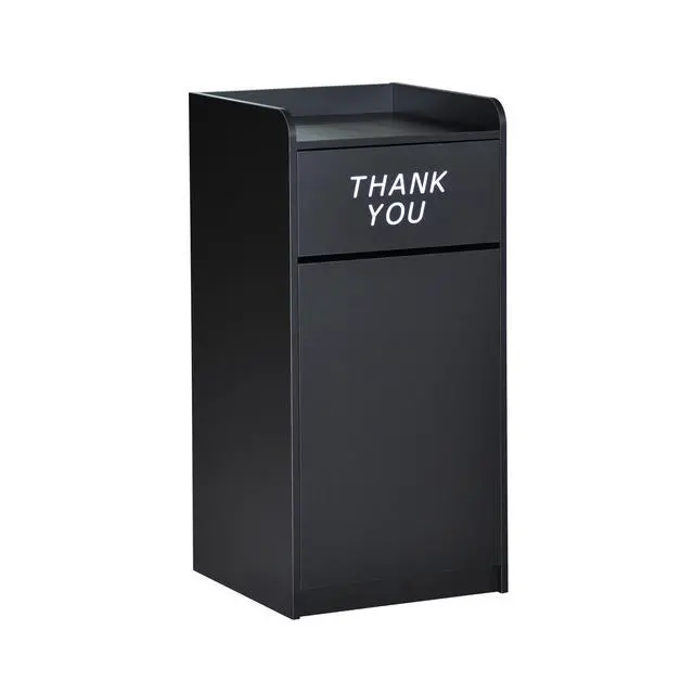 Alt view image 2 of 6 - Sean Laminate Wood Tray-Top Trash Receptacle in Black