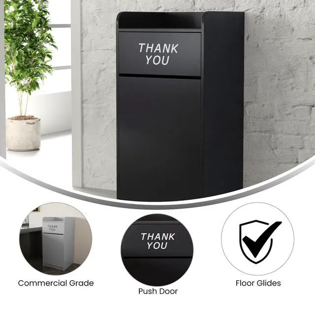 Alt view image 4 of 6 - Sean Laminate Wood Tray-Top Trash Receptacle in Black