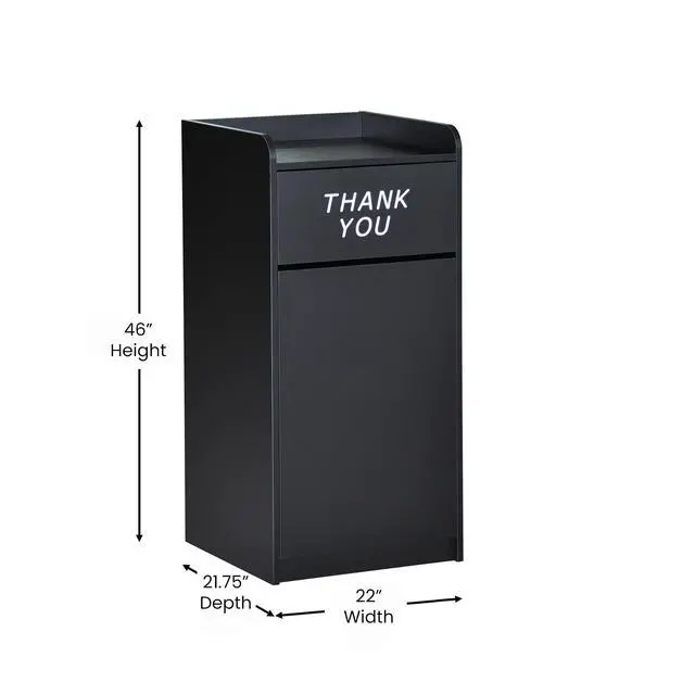 Alt view image 5 of 6 - Sean Laminate Wood Tray-Top Trash Receptacle in Black