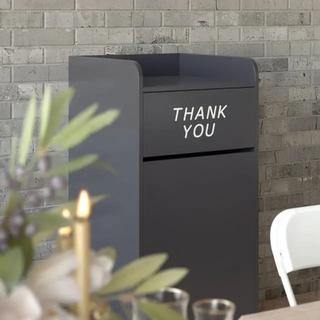 Alt view image 6 of 6 - Sean Laminate Wood Tray-Top Trash Receptacle in Black