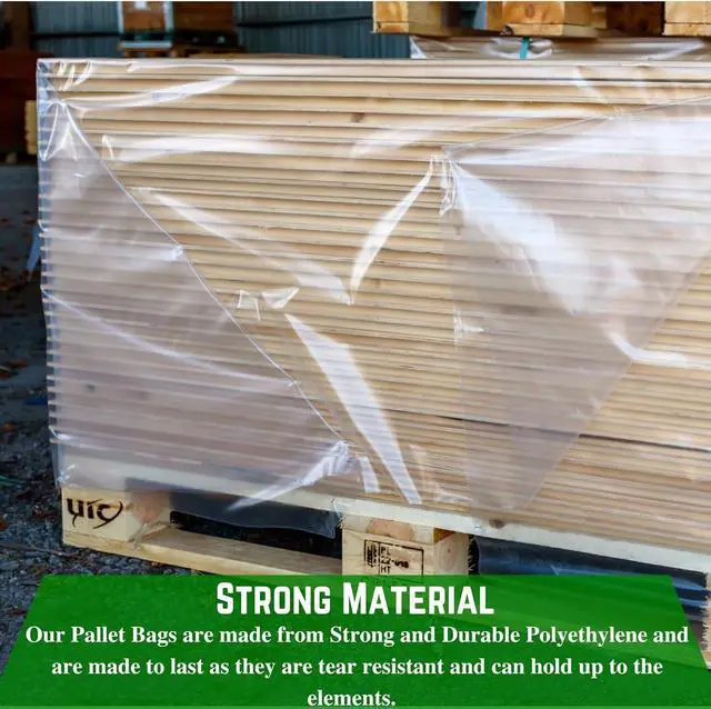 Alt view image 4 of 6 - Pallet Covers - 3 Mil (55' x 53' x 75') - Heavy Duty Construction Grade Strength Pallet Bags, Tear Resistant, Polyethylene Pallet Bags, Pallet Storage (Clear, 50 Pack)