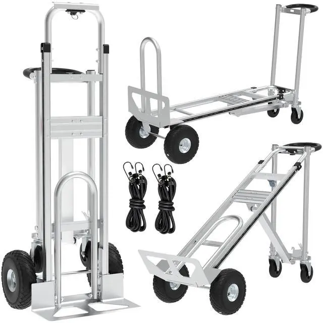 Main image of Aluminum Convertible Hand Truck, 800lbs 3 in 1 Folding Dolly Cart Lightweight Frame,Heavy Duty Industrial Platform Cart Handtruck for Construction, Logistics, Shopping, Home, Office Moving (Silver)