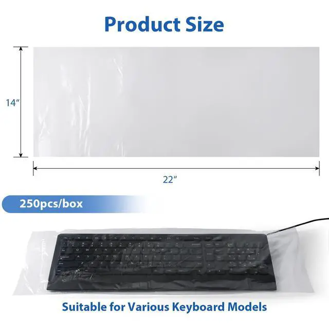 Alt view image 3 of 6 - 2500 Pcs Disposable Keyboard Sleeves, 22"x13.78" Waterproof Universal Plastic Keyboard Protector for Medical, Dental, Office & Lab Keyboard, 10 Boxes