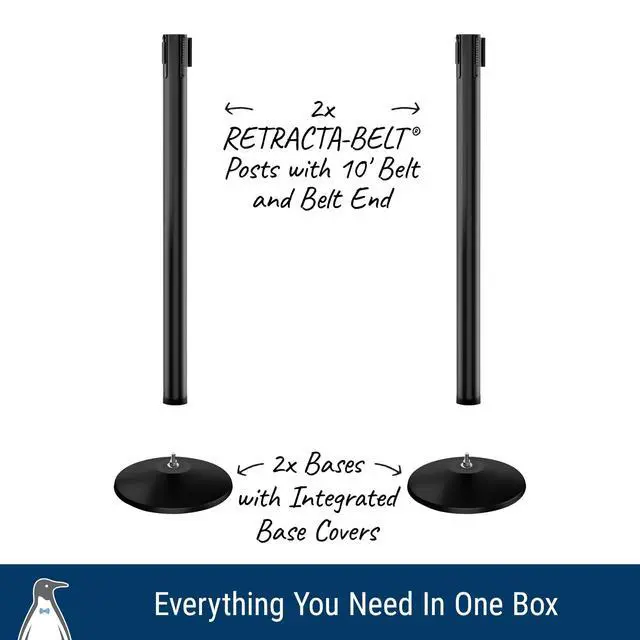Alt view image 5 of 6 - Commercial-Grade Stanchion 2-Pack by RETRACTA-Belt Prime (Model P101SB) 10 Retractable Belt Barrier - Heavy Base Crowd Control Barrier (Black Post w/Yellow Belt)