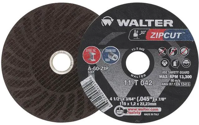 Main image of 11T042 ZIPCUT 4.5X3/64X7/8'' T1 CUT-OFF WHEEL, 25 Pack