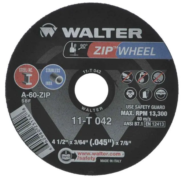 Alt view image 5 of 5 - 11T042 ZIPCUT 4.5X3/64X7/8'' T1 CUT-OFF WHEEL, 25 Pack