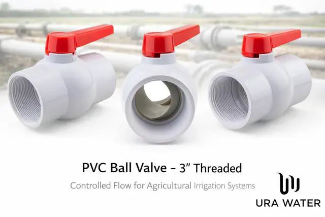 Alt view image 2 of 6 - PVC Shut-Off Ball Valve 3" - 150 psi - Schedule 40 - Threaded (6-Pack)