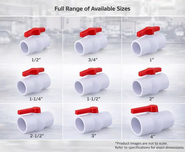 Alt view image 6 of 6 - PVC Shut-Off Ball Valve 3" - 150 psi - Schedule 40 - Threaded (6-Pack)