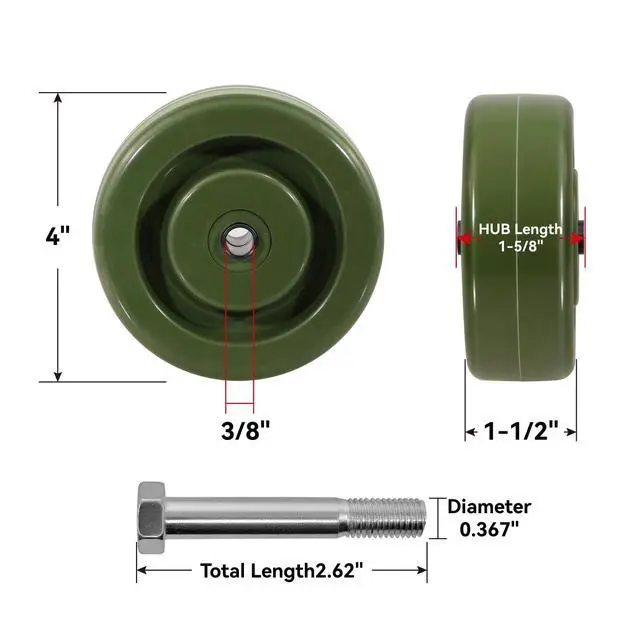 Alt view image 2 of 6 - 4" High Temperature Wheel 700 LBS Capacity Oven Caster Replacement-3/8" Bore Heat Resistant up to 525°F Epoxy Resin Thermoset Wheel with Ball Bearing(20 Pack)
