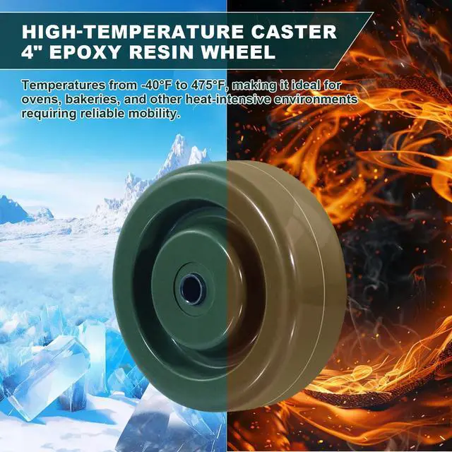 Alt view image 5 of 6 - 4" High Temperature Wheel 700 LBS Capacity Oven Caster Replacement-3/8" Bore Heat Resistant up to 525°F Epoxy Resin Thermoset Wheel with Ball Bearing(20 Pack)