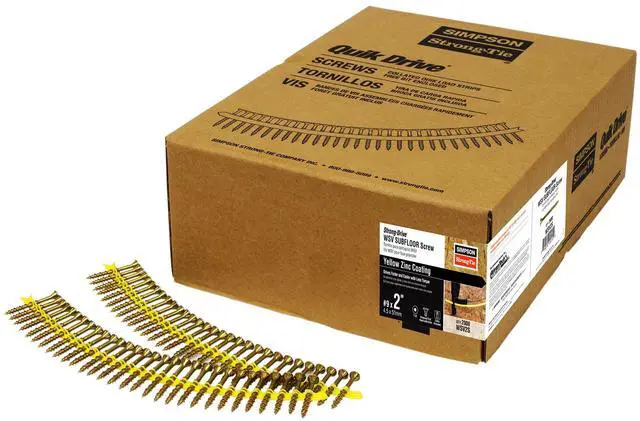 Main image of WSV2S Strong-Drive WSV Subfloor Screw (Collated) - #9 x 2 in. 6-Lobe T-25 Drive Bit, Rimmede Flat Head with Nibs, Yellow-Zinc Coated (2000-Qty)