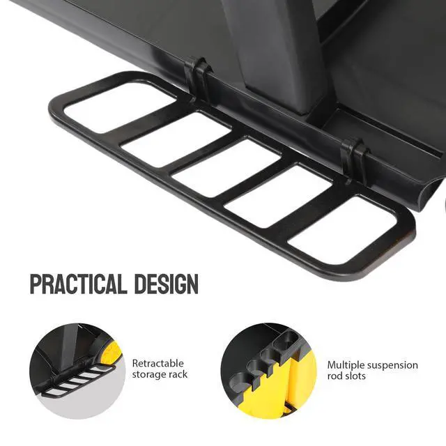 Alt view image 4 of 6 - Janitorial Cart with Key-Locking Cabinet, 3-Shelf Commercial Cleaning Cart, Housekeeping Caddy with Locker,Wheeled with Yellow Vinyl Bag, Black, Great for Hotel, Stores, Schools, and Business