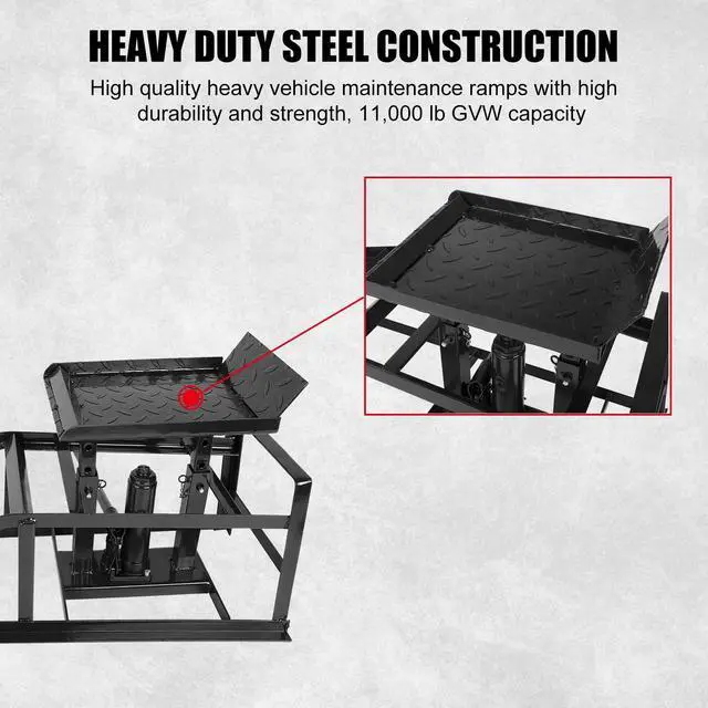 Alt view image 2 of 6 - 1 Pack Automotive Car Service Ramp 5T 10000lbs Low Profile Car Lift Service Ramp Truck Trailer Garage 5 Tons, Hydraulic Vehicle Ramp
