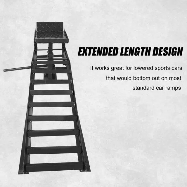 Alt view image 3 of 6 - 1 Pack Automotive Car Service Ramp 5T 10000lbs Low Profile Car Lift Service Ramp Truck Trailer Garage 5 Tons, Hydraulic Vehicle Ramp