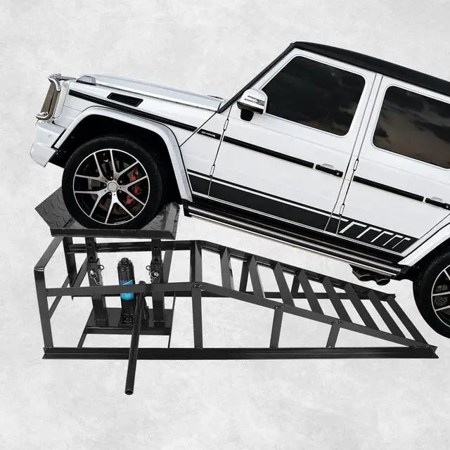 Alt view image 4 of 6 - 1 Pack Automotive Car Service Ramp 5T 10000lbs Low Profile Car Lift Service Ramp Truck Trailer Garage 5 Tons, Hydraulic Vehicle Ramp