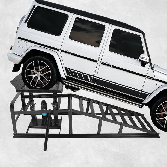 Alt view image 5 of 6 - 1 Pack Automotive Car Service Ramp 5T 10000lbs Low Profile Car Lift Service Ramp Truck Trailer Garage 5 Tons, Hydraulic Vehicle Ramp