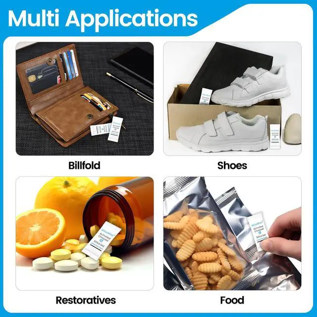Alt view image 6 of 6 - 8000Pcs 1 Gram Desiccant Deodorizer Sachet, Food Safe Desiccant Packs, High Absorption Capacity for Moisture & Odor, Silica Gel & Coconut Shell Activated Carbon Packets