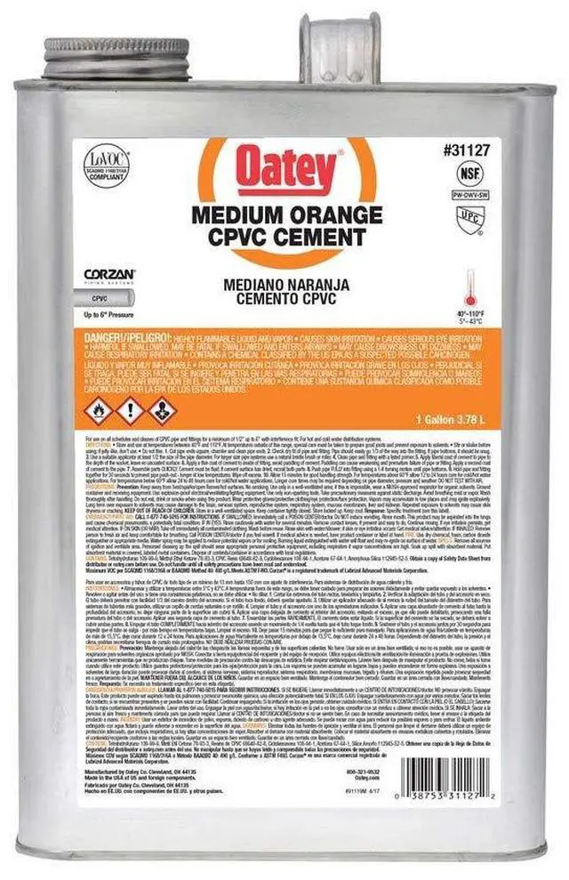 Main image of 31127 CPVC Medium Orange Cement, Gallon