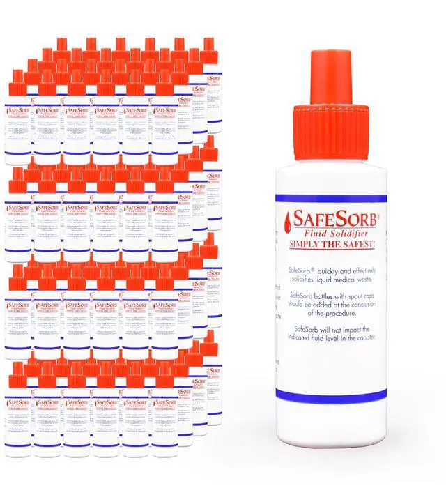 Main image of DiSorb Spill Absorbent Powder - Clean Up Bodily Fluids, Blood, Vomit, Urine, Diarrhea - Fluid Solidifier for Daycares, Buses, Schools, Hospitals, Restaurants - 96 Bottles Per Case (3000cc)