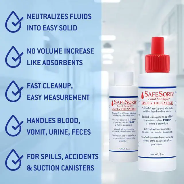 Alt view image 4 of 6 - DiSorb Spill Absorbent Powder - Clean Up Bodily Fluids, Blood, Vomit, Urine, Diarrhea - Fluid Solidifier for Daycares, Buses, Schools, Hospitals, Restaurants - 96 Bottles Per Case (3000cc)