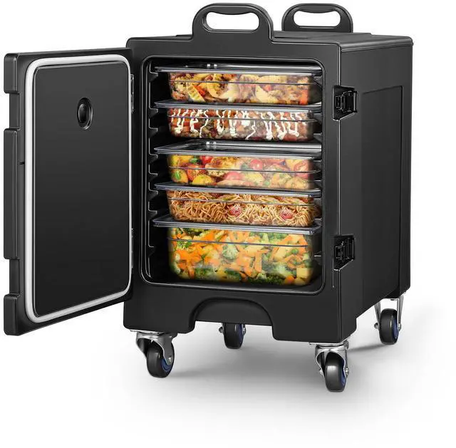 Main image of Catering Food Warmer, 82Qt Front Loading Hot Box for Catering, LLDPE Insulated Food Pan Carrier for 5 Full-Size Pan, w/Wheels, Stackable, Handles, Hot Box Food Warmer for Camping, Restaurant