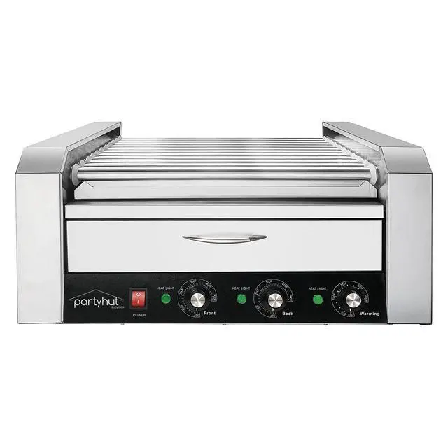 Alt view image 3 of 6 - 30 Hot Dog Roller Warmer Grill Cooker Machine, Commercial Grade, (with Bun Warmer Drawer, 11 Non-Stick Rollers, 30 Hot Dog Sausage Grill Cooker, and Removable Stainless Steel Drip Tray)