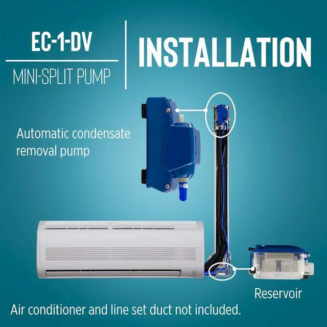 Alt view image 4 of 6 - EC-1-DV 110-240 Volt, 50/60 Hz Mini Condensate Pump for Mini-Split/Ductless Air Conditioners, Blue, 553507
