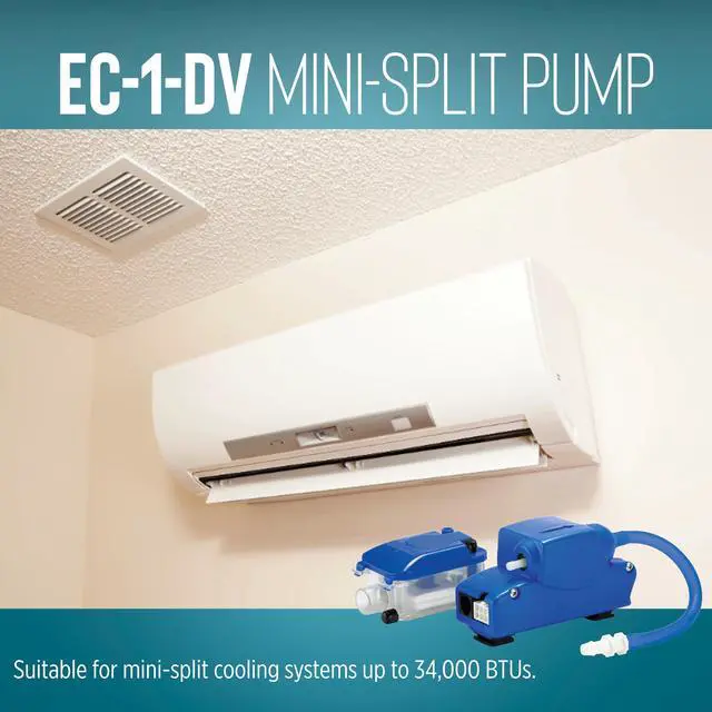 Alt view image 6 of 6 - EC-1-DV 110-240 Volt, 50/60 Hz Mini Condensate Pump for Mini-Split/Ductless Air Conditioners, Blue, 553507