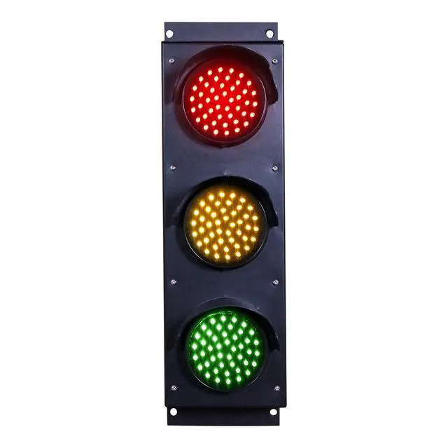 Alt view image 2 of 6 - LED 3 Light Red/Yellow/Green LED Traffic Signal Light 4 inch Diameter Lens, 110/220 VAC, Mounting Brackets, Industrial Stop Go Light, Ready to Wire (Power Cord and Controls NOT Included)