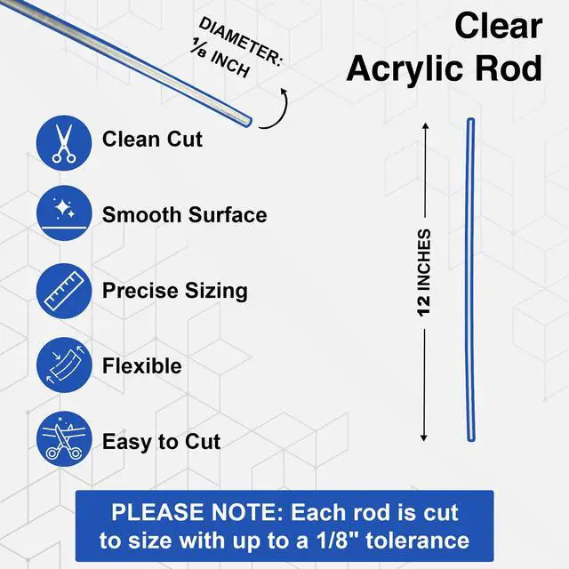 Alt view image 2 of 5 - Duco USA-Made 1/8" Clear Acrylic Rods - 500 Pack of 12 Inch Plastic Dowel Rods for Crafts, Cake Topper Sticks, DIY Models, Acrylic Poles, Plant Stakes - Shatter-Resistant Clear Plexiglass Rods