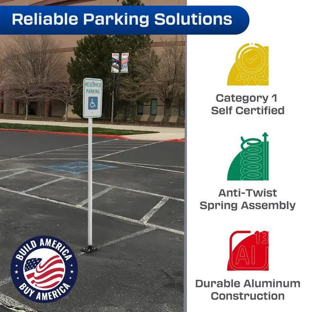 Alt view image 2 of 6 - Impact Recovery - Sta-Rite Flexible Sign Post - Sign Holder - Handicap Parking Signs - Made in the USA - 102 Reserved Parking Signage