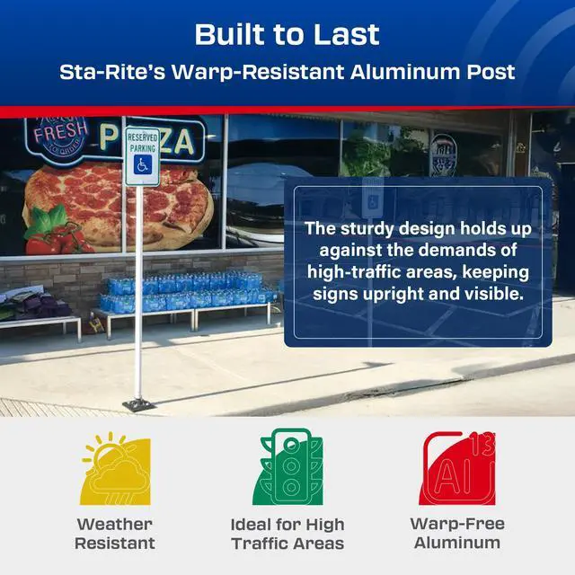 Alt view image 3 of 6 - Impact Recovery - Sta-Rite Flexible Sign Post - Sign Holder - Handicap Parking Signs - Made in the USA - 102 Reserved Parking Signage