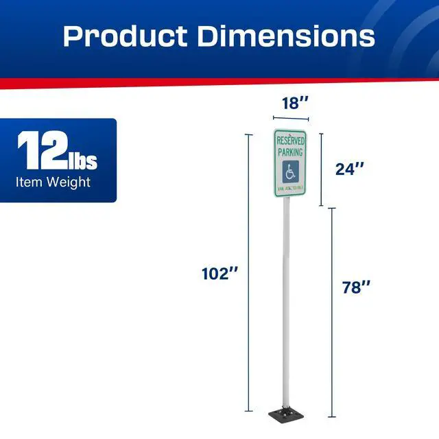 Alt view image 4 of 6 - Impact Recovery - Sta-Rite Flexible Sign Post - Sign Holder - Handicap Parking Signs - Made in the USA - 102 Van Accessible Signage
