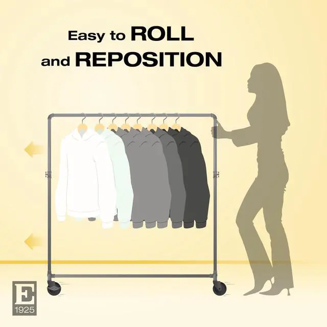Alt view image 5 of 6 - Adjustable Rolling Rack Vintage Pipeline 2 Way Ballet Clothes Hanging Fixture