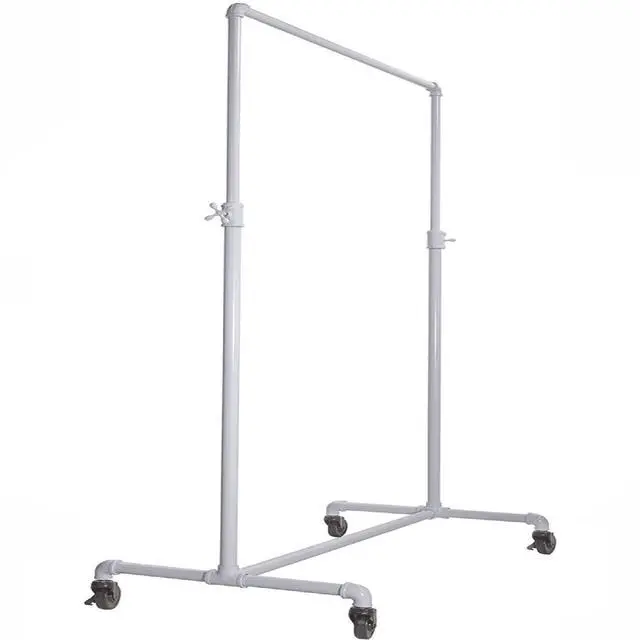 Main image of Pipeline Adjustable Ballet Bar Rack, Rolling Clothing Display with Vintage Style and Adjustable Height, Gloss White