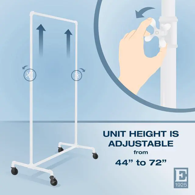 Alt view image 4 of 6 - Pipeline Adjustable Ballet Bar Rack, Rolling Clothing Display with Vintage Style and Adjustable Height, Gloss White