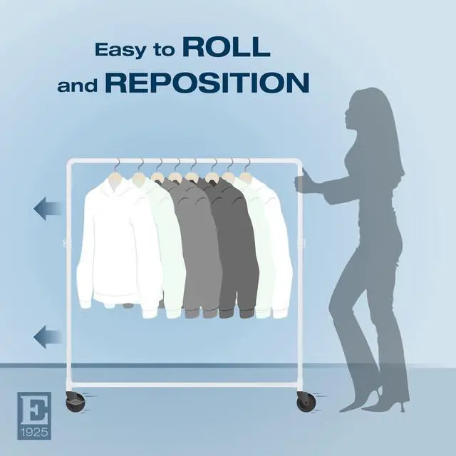 Alt view image 5 of 6 - Pipeline Adjustable Ballet Bar Rack, Rolling Clothing Display with Vintage Style and Adjustable Height, Gloss White