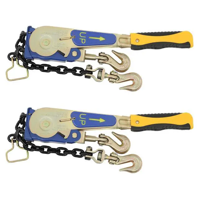 Alt view image 6 of 6 - Ratcheting Chain Binder Kit, Easy Ratchet Chain Binder with Grab Working Load Tie Down Hooks Heavy Duty Tie Down Ratchet Load Binder for Trucks & Flatbed Trailers (5/16" - 3/8", 2 Pack)