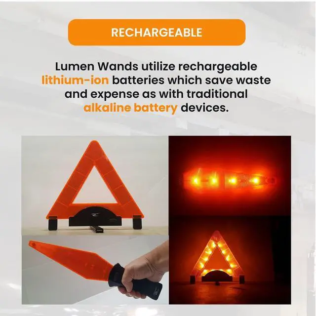 Alt view image 5 of 6 - 12 Pack 22 inch Rechargeable LED Traffic Control Wand with Directional Arrow-Design for Car Directing & Parking | 2 Flashing Modes | Aircraft Marshalling safety Signal Baton