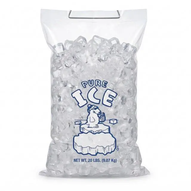 Main image of Ice Bags 20 lb Pack of 500 on Wire Wicket with Twist Ties Heavy Duty Bulk Ice Bags for Ice Machine Perfect for Gas Stations, Restaurants & Convenience Stores by
